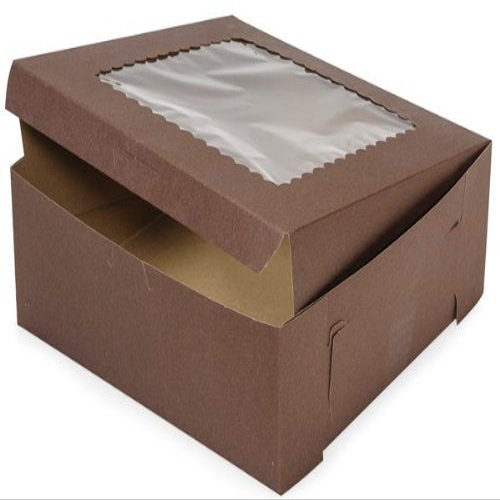 10x10x4" CHOCOLATE WINDOW Bakery1-Piece Lock Corner Box (1 unit, 100 pack per unit.)
