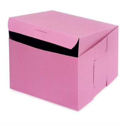 8x8x4" PINK Bakery Boxes1-Piece Lock Corner Box (1 unit, 200 pack per unit.)