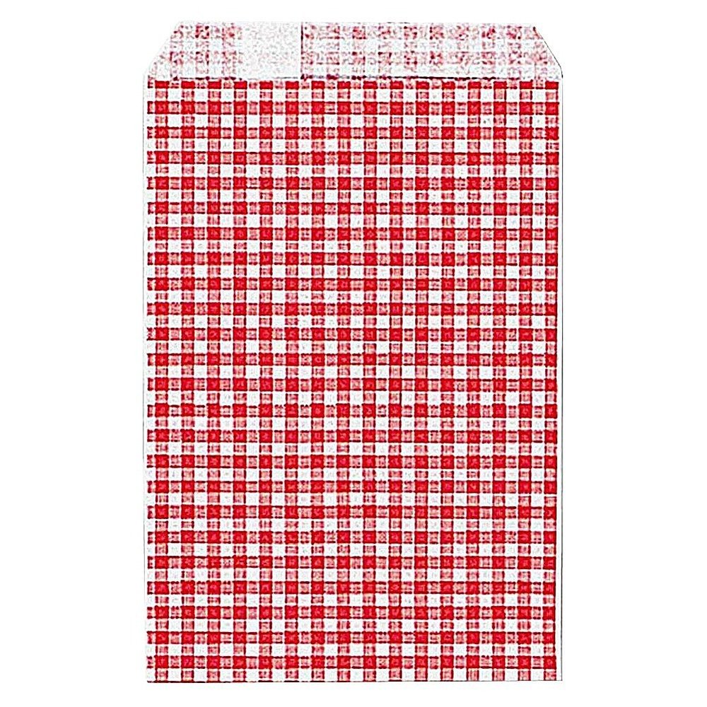 (Shimojima) Heiko R-85 Paper Bags, Patterned Small Bags, With Velour, Gingham Mini, Aka, 4.1 x 5.9 inches (10.5 x 15 cm), 200 Sheets