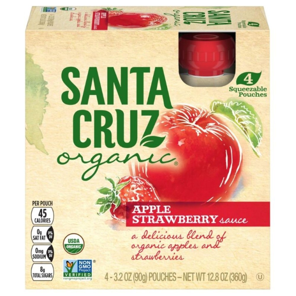 Santa Cruz ORGANIC Strawberry Applesauce, 3.2 Oz (Pack of 4)