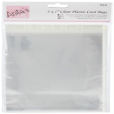 anitas 193 x 142 mm Plastic Card Bag with 25 mm Lip, Pack of 50, Transparent