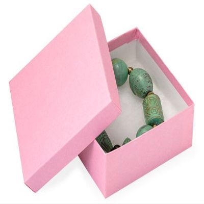 3-1/2x3-1/2x1-1/2 PINK KRAFTJewelry Box w/ Non-tarnish Cotton (1 unit, 100 pack per unit.)