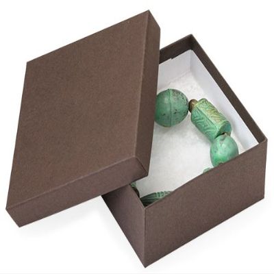 3-1/2x3-1/2x1-1/2 CHOCOLATE KRAFTJewelry Box w/ Non-tarnish Cotton (1 unit, 100 pack per unit.)