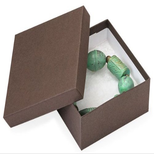3-1/2x3-1/2x1-1/2 CHOCOLATE KRAFTJewelry Box w/ Non-tarnish Cotton (1 unit, 100 pack per unit.)