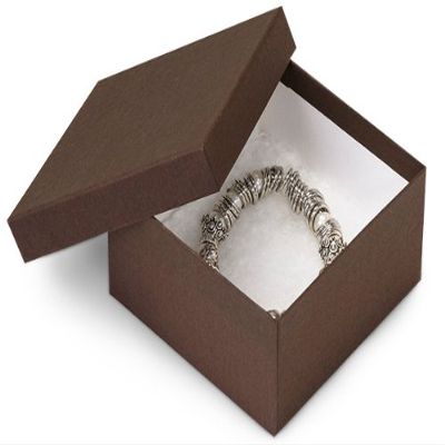 3-1/2x3-1/2x1-7/8 CHOCOLATE KRAFTJewelry Box w/ Non-tarnish Cotton (1 unit, 100 pack per unit.)