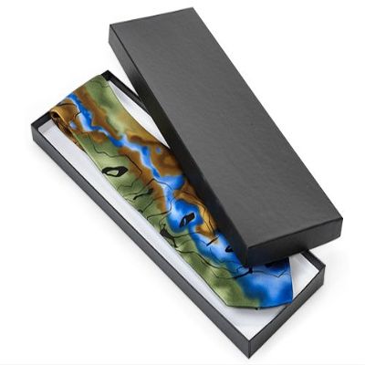14x4-1/2x3/4 BLACK Embossed BoxesTie Box w/ Non-tarnish Cotton (1 unit, 100 pack per unit.)