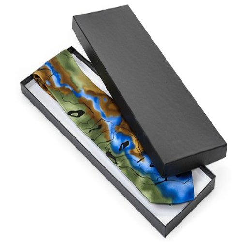 14x4-1/2x3/4 BLACK Embossed BoxesTie Box w/ Non-tarnish Cotton (1 unit, 100 pack per unit.)
