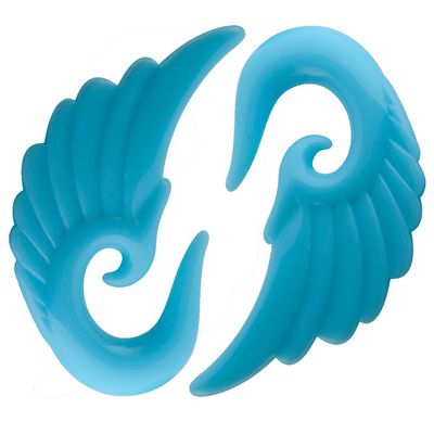CloseoutWarehouse Acrylic Angel Wings Glow in The Dark Light Blue Earplugs Size 4G