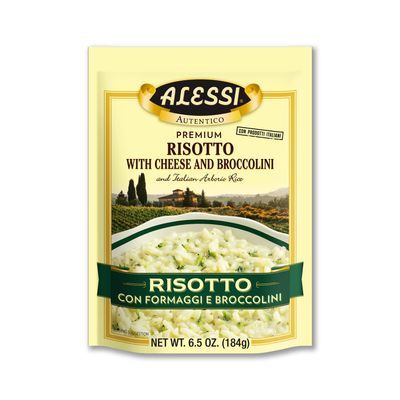 Alessi Autentico, Premium Seasoned Risotto, Italian Arborio Rice, Easy to Prepare, 8oz (Cheese & Broccolini, Pack of 6)