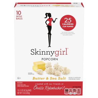 Orville Redenbachers Skinnygirl Microwave Popcorn, Butter & Sea Salt Popcorn, 4g Fiber Per Serving, 1.5 oz., 10-Count