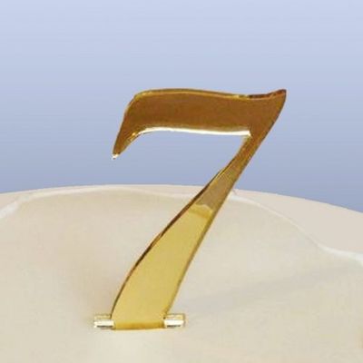 Number 7 Cake Topper Gold Acrylic Mirror in Script (6cm number height/4cm spike)