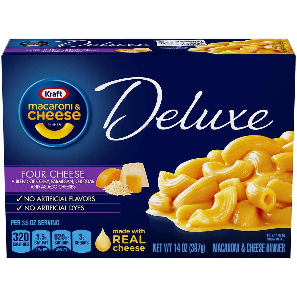 Kraft Four Cheese Macaroni & Cheese Deluxe Dinner (14oz Boxes, Pack of 4)