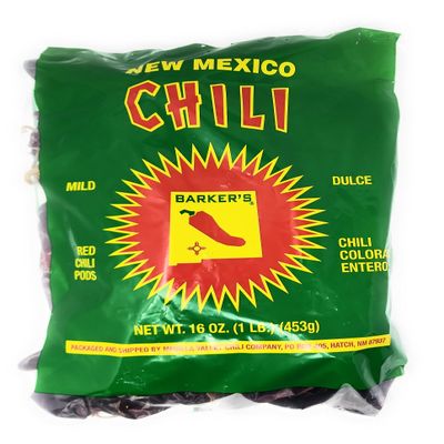 Barker's Dried Red Chili Pods, 16 Ounces - Mild - Grown in World Famous Chili Region Hatch, NM - No Preservatives, USA Product!