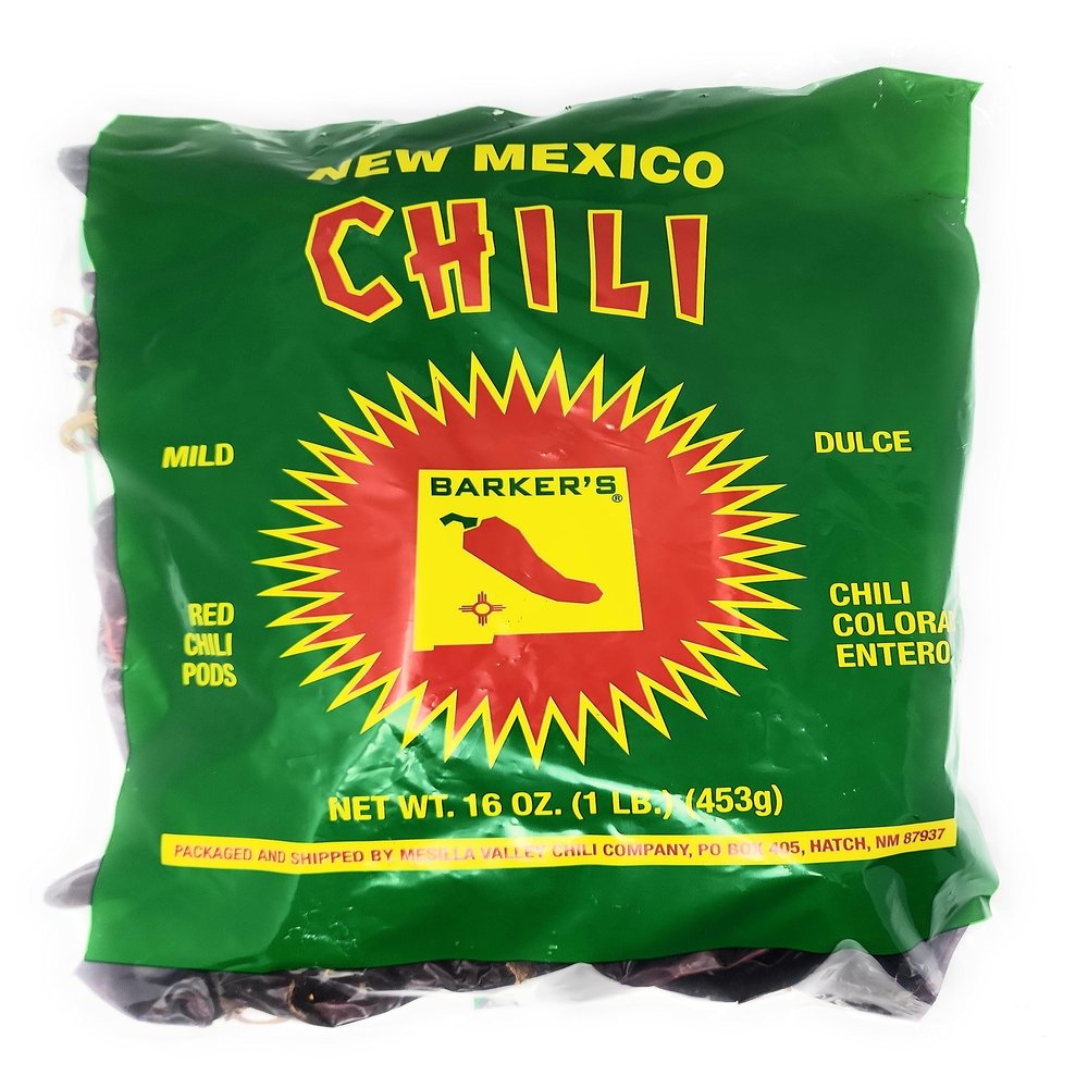 Barker's Dried Red Chili Pods, 16 Ounces - Mild - Grown in World Famous Chili Region Hatch, NM - No Preservatives, USA Product!