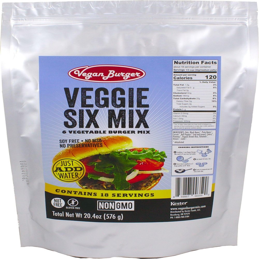 Vegan Burger (18 Serving Bag): Veggie Six Mix - Long Term Storage 10+ Years