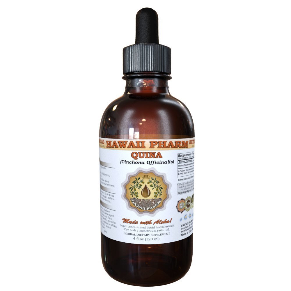 HawaiiPharm Quina (Cinchona officinalis) Liquid Extract, Tincture, Herbal Supplement, Made in USA, 4 fl.oz