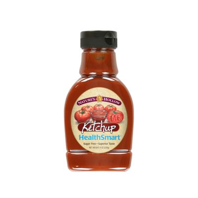 Nature's Hollow HealthSmart Sugar Free Ketchup: No Sugar Added, Low Calorie, Keto, Gluten Free, Low Sodium, Xylitol-Sweetened Bottle, Diabetic & Low-Calorie Diets 8oz