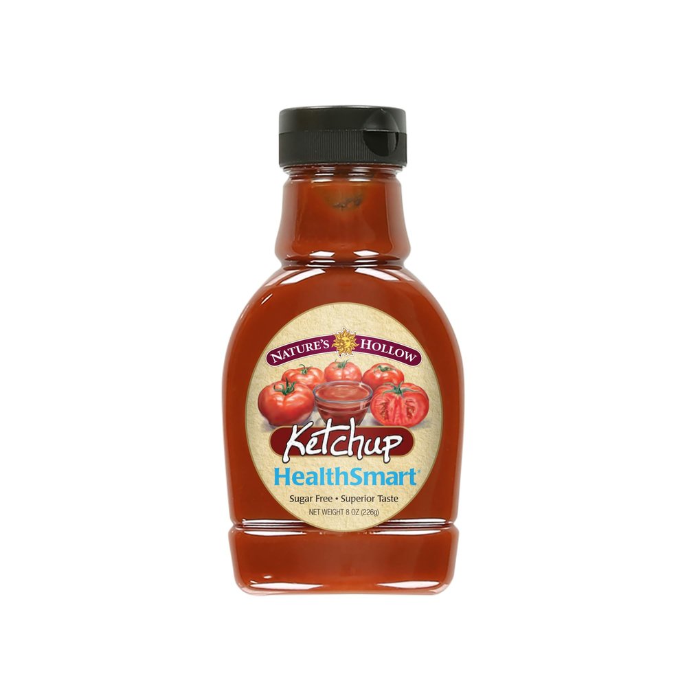 Nature's Hollow HealthSmart Sugar Free Ketchup: No Sugar Added, Low Calorie, Keto, Gluten Free, Low Sodium, Xylitol-Sweetened Bottle, Diabetic & Low-Calorie Diets 8oz