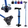 HurryCane Freedom Edition Foldable Walking Cane With T Handle - Enhanced Mobility Support - Patented SteadiGrip Base - Adjustable Height - Lightweight Foldable Design - Blue view 1