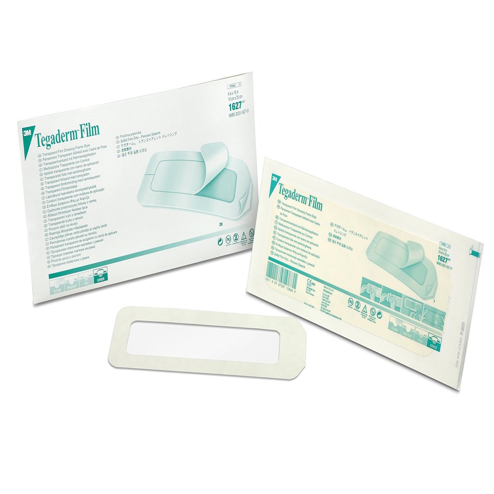 3M Tegaderm Transparent Film Dressing Frame Style, 1627, 4 in x 10 in (10 cm x 25 cm), 20/ct 4ct/Case