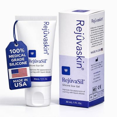 Rejuvaskin RejuvaSil Silicone Scar Gel, Scar Treatment for Surgical Scars, Burns, Keloids, Acne Scars on Face & Body, 30ml