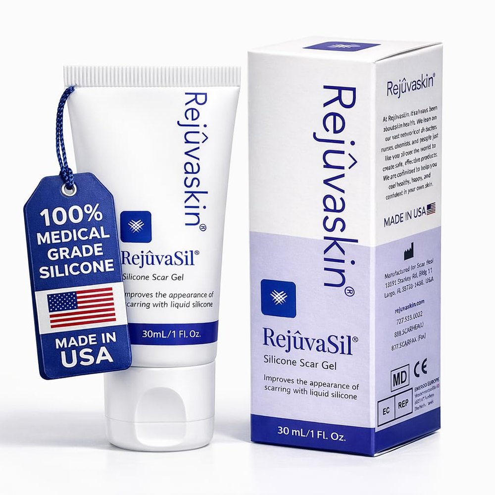 Rejuvaskin RejuvaSil Silicone Scar Gel, Scar Treatment for Surgical Scars, Burns, Keloids, Acne Scars on Face & Body, 30ml