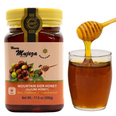 Authentic Mountain Sidr Honey Jujube Honey, Supports Mental Health, Memory and Cognition, 100% Natural, Raw Liquid Honey, Gluten Free (500g / 17.6oz)