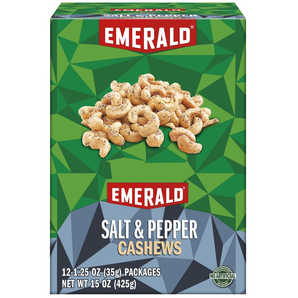 Emerald Nuts Salt and Pepper Seasoned Cashews,1.25 Oz (Pack of 1)