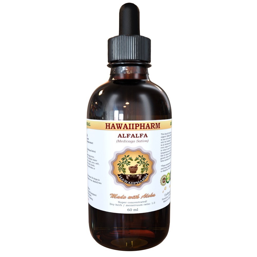 HawaiiPharm Alfalfa Liquid Extract, Organic Alfalfa (Medicago Sativa) Dried Leaf Tincture Supplement 4 oz