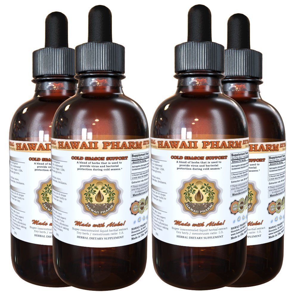 Hawaii Pharm Cold Season Aid Liquid Extract, Cold Season Supplement 4x4 oz