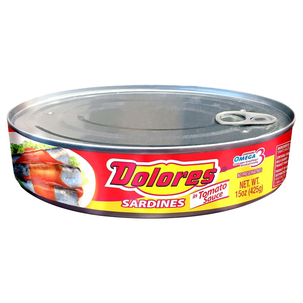 Dolores Sardines in Tomato Sauce, Canned Sardinas En Salsa De Tomate, 15oz, (Pack of 1)