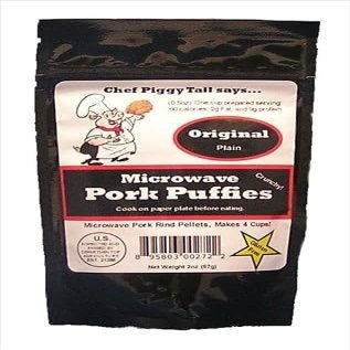 Chef Piggy Tail CPT1010 Microwave Pork Puffies Original Pork Rinds 2oz Pack of 4