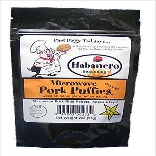 Chef Piggy Tail CPT1012 Microwave Pork Puffies Habanero Pork Rinds 2oz Pack of 4