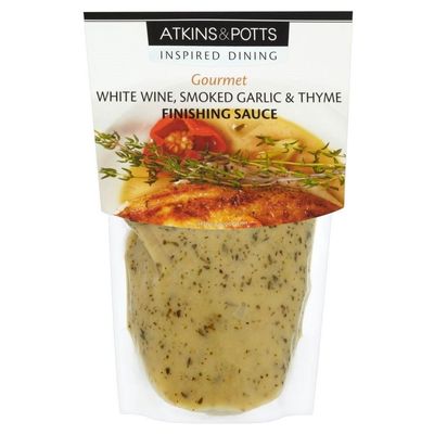 Atkins & Potts White Wine Smoked Garlic & Thyme Finishing Sauce (350g)