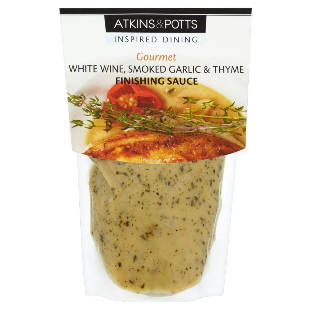Atkins & Potts White Wine Smoked Garlic & Thyme Finishing Sauce (350g)