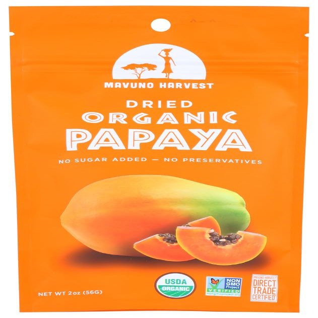Mavuno Harvest 104-2-W 100% Organic44; Fair Trade Dried Papaya - Pack of 6