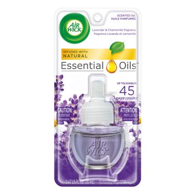 Air Wick Scented Oil Air and Room Freshener Refill, Natural, Essential oils, Lavender and Chamomile, Scent, 1 Refill 0.67 oz (Pack of 16)