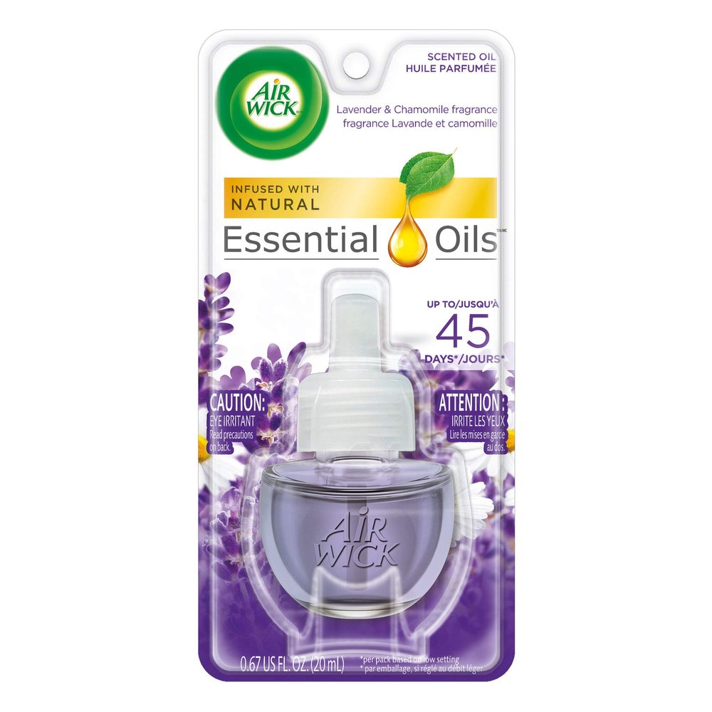 Air Wick Scented Oil Air and Room Freshener Refill, Natural, Essential oils, Lavender and Chamomile, Scent, 1 Refill 0.67 oz (Pack of 16)