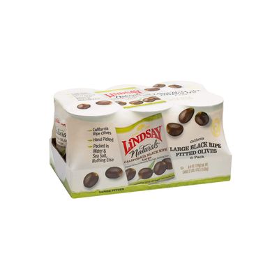 Lindsay Naturals Large Black Ripe Pitted Olives (6 Ounce, 6 Pack) (4 Pack)