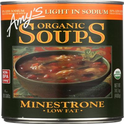 Amy's Organic Soups Low Fat Minestrone Light In Sodium 14.1 OZ (Pack of 9)