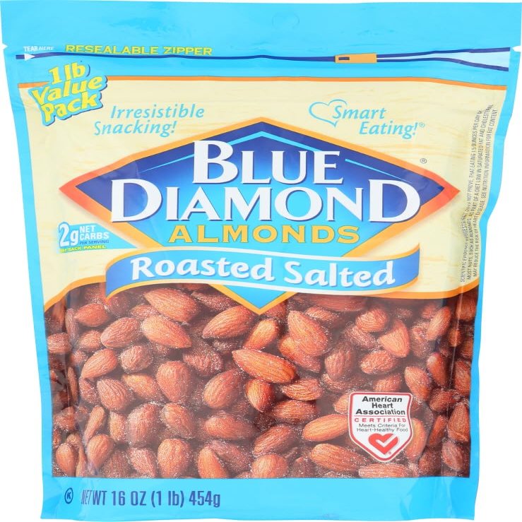 Blue Diamond Almonds Roasted Salted 16 OZ (Pack of 12)
