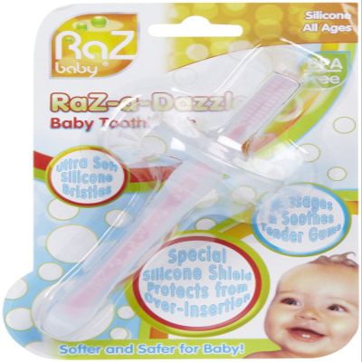 RaZbaby RaZ-a-Dazzle Silicone Baby Toothbrush - Pink