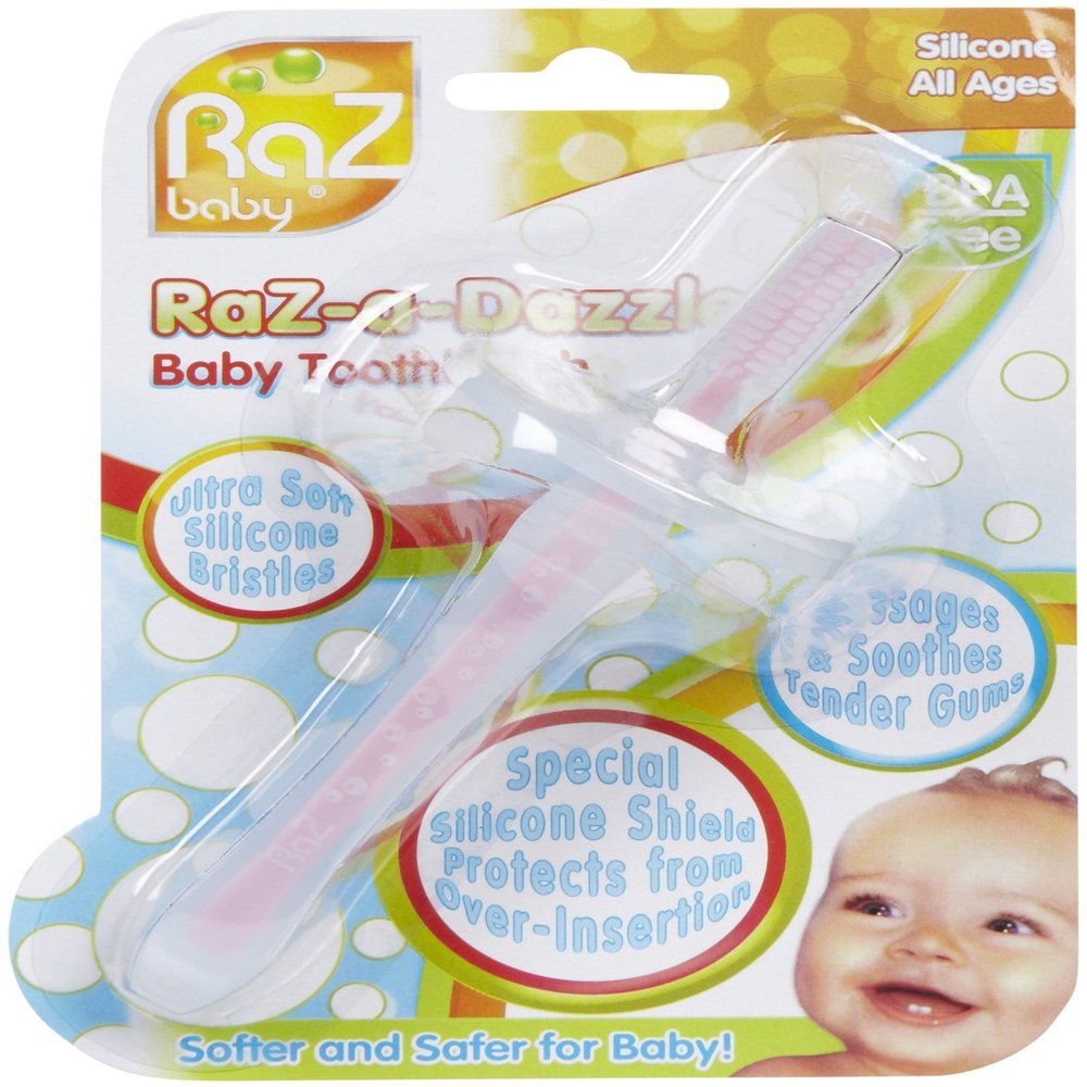 RaZbaby RaZ-a-Dazzle Silicone Baby Toothbrush - Pink