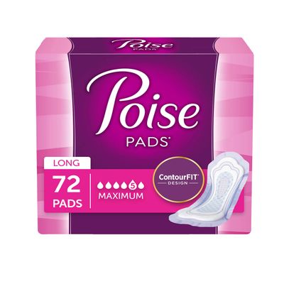 Poise Incontinence Pads, Maximum Absorbency, Long, 12 Count (6 Cases)