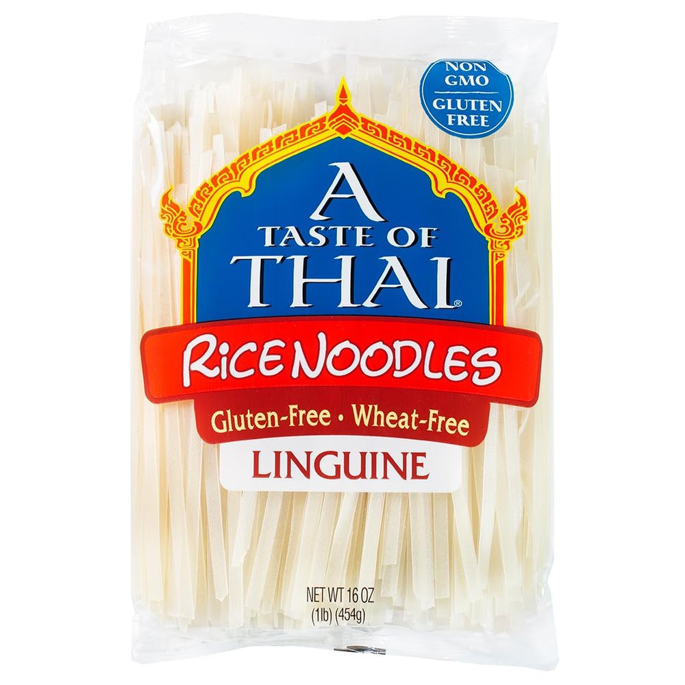 A Taste of Thai Linguine Rice Noodles | Restaurant-Quality Thai Flavor in Minutes | Vegan, Gluten-Free, Wheat Free, Non-GMO| Perfect for Stir-Fries, Soups & Asian Dishes 16 oz (Pack of 1)
