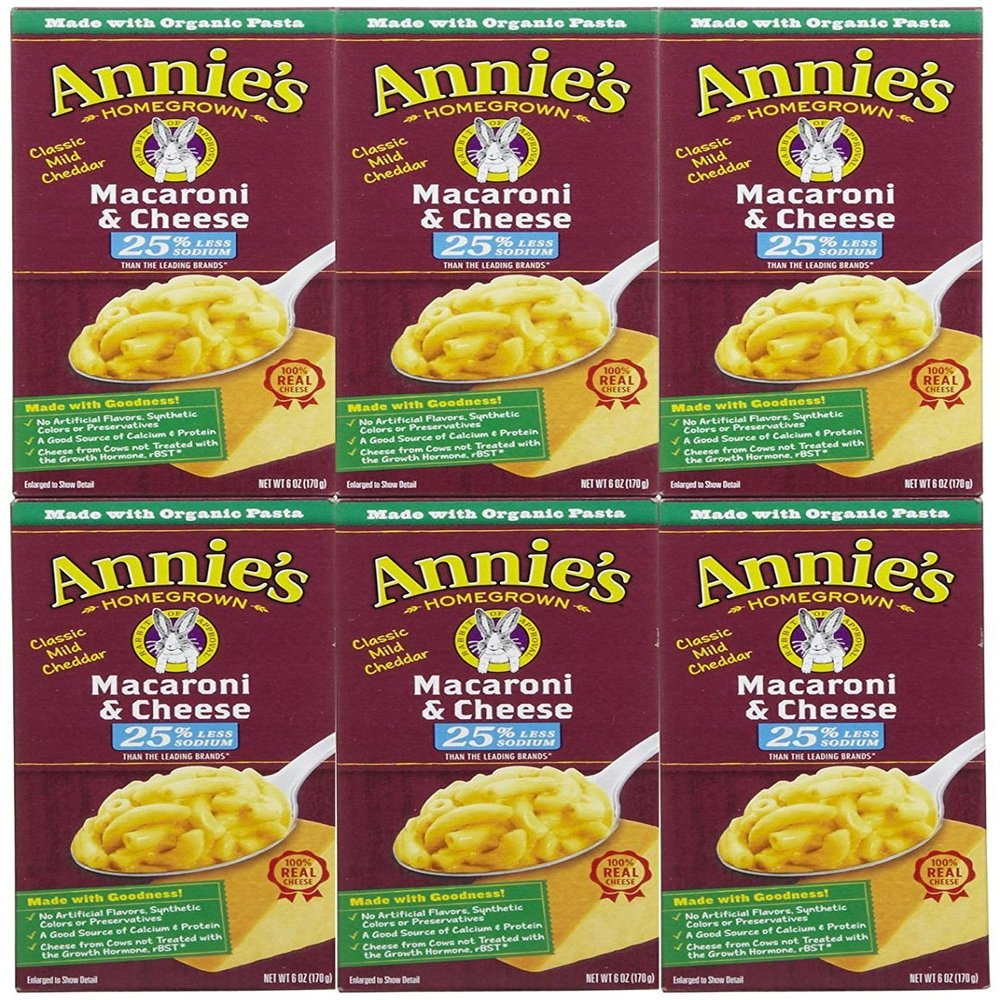 Annie's Homegrown Lower Sodium Macaroni & Cheese, 6 oz, 6 pk