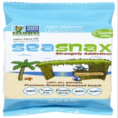 Seasnax Classic Olive Roasted Seaweed Snack, 0.18 oz, 24 ct