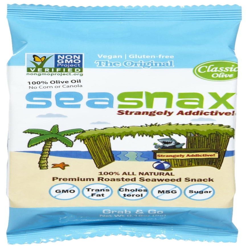Seasnax Classic Olive Roasted Seaweed Snack, 0.18 oz, 24 ct