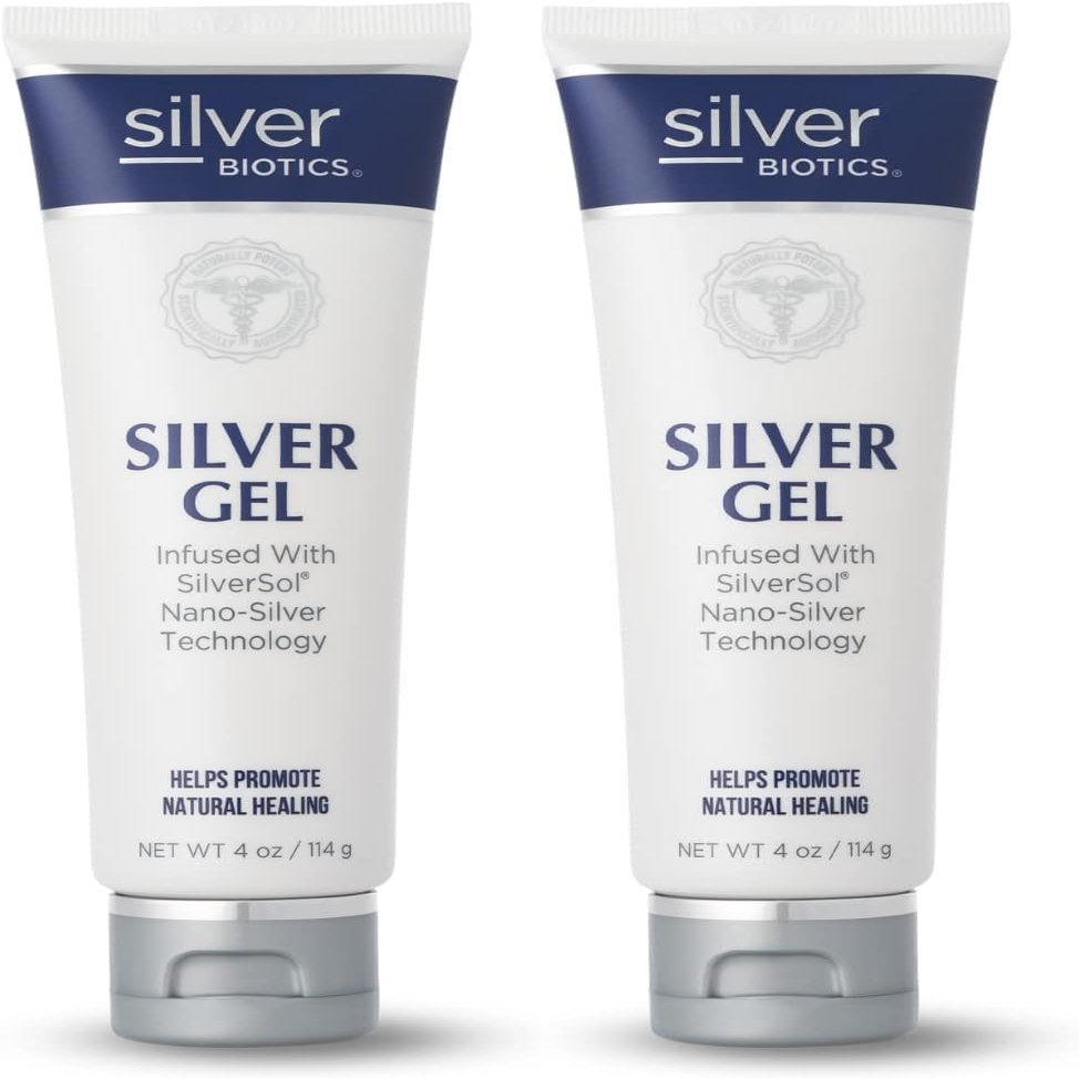 Silver Biotics First Aid Healing & Soothing Gel | Advanced SilverSol Technology | Amazing for Healing Skin from Scars, Burns, Wounds, Blemishes & More | 20ppm | 4 Oz (Pack of 2)