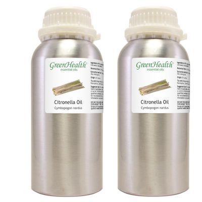 2 Bottles - 16 fl oz Citronella Essential Oil (100% Pure & Uncut), Aluminum Bottle - GreenHealth